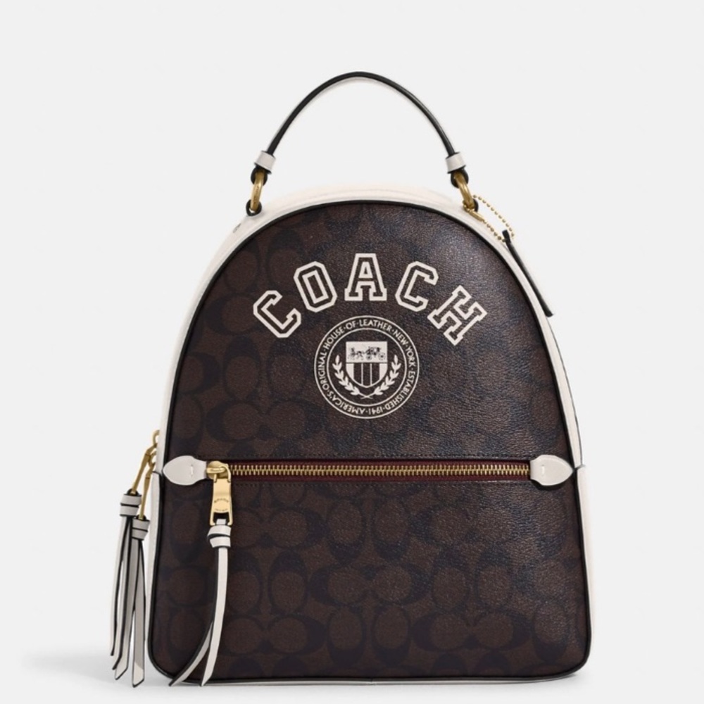 🔥Coach Jordyn Backpack In Signature Canvas With Varsity Motif